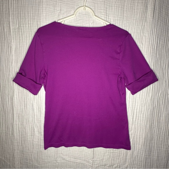 Lauren Ralph Lauren Womens Cotton 3/4 Sleeve Top Relaxed Modest Comfy Leisure L - Picture 5 of 9